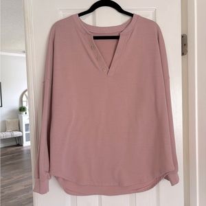 Pink Long Sleeve Henley Shirt